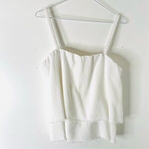 Cloth Stone Anthropologie White Tiered Tank Top Raw Hem Layered Sleeveless